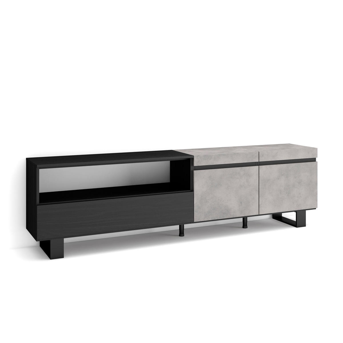 LOWBOARD, zementgrau, 200/35/57cm - Grau, Holzwerkstoff (200/57/35cm) - Skraut Home