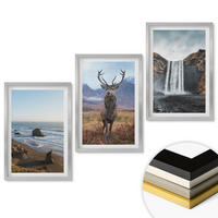 WANDBILDER 3er Set - 40x60 cm Silberner Rahmen - Berglandschaften mit einem Wasserfall - Silberfarben, Kunststoff (40/60cm) - ArtPrintCave