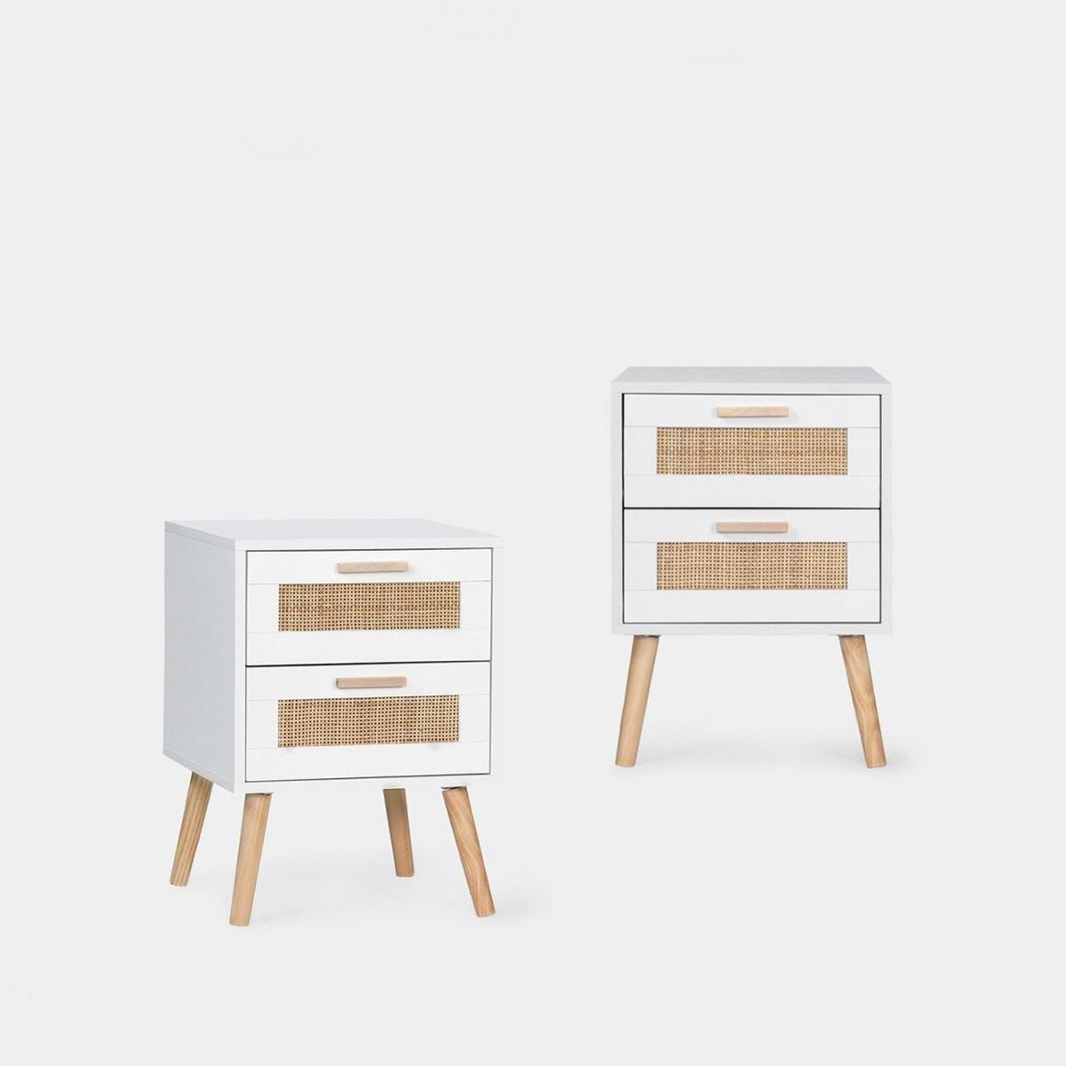 NACHTTISCH MIT 1 SCHUBLADE Tahiti Weiß 40 cm x 56 cm 2er-Set - Weiß, Holzwerkstoff (40/56/40cm) - Klast Home