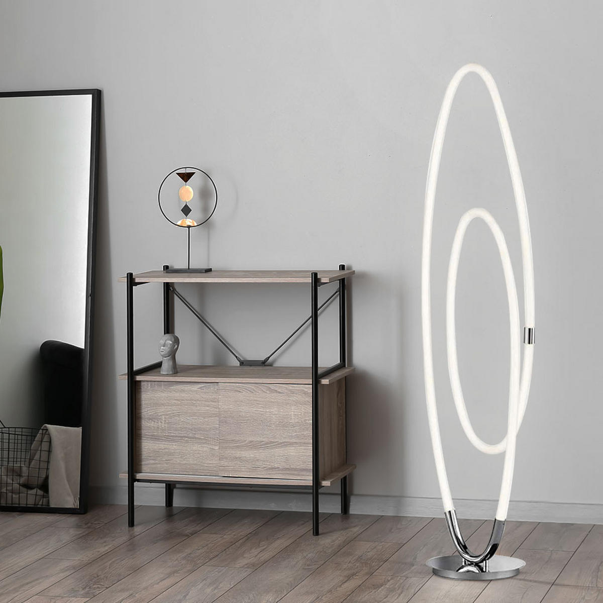 LED STEHLEUCHTE Chrom Silber - Silberfarben, Metall (36/25/140cm) - Wofi