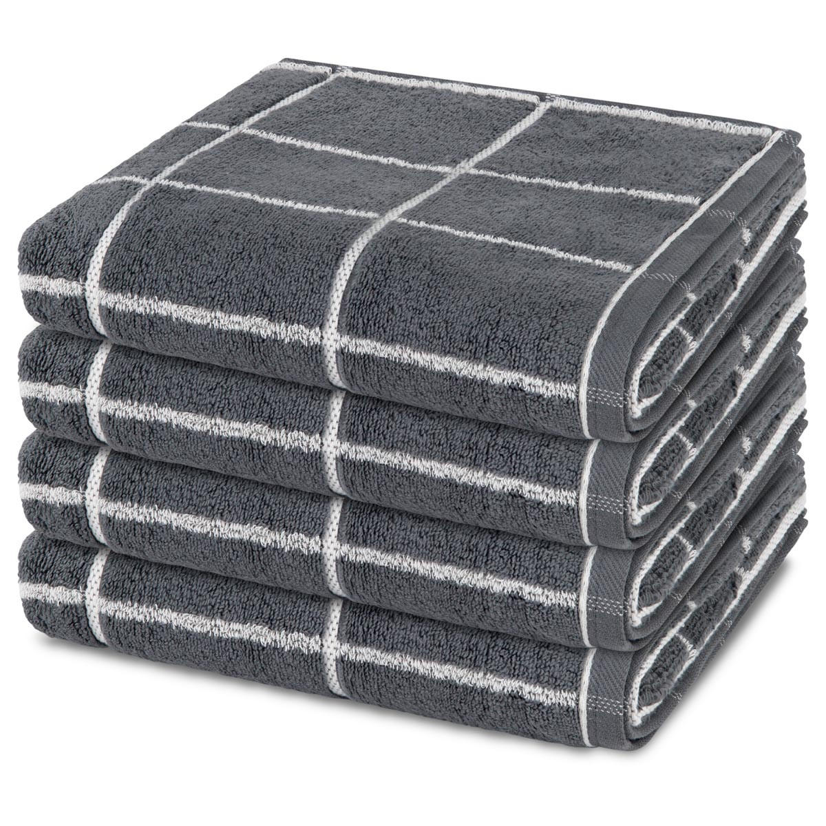 HANDTUCH Sensual Skin Karo 4er-Set - Dunkelgrau, Textil (50/100cm) - Ross