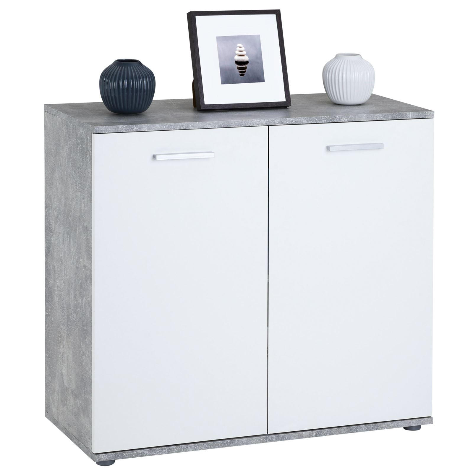 CARO-Möbel Kommode Grau, Weiß 91x82x40 cm