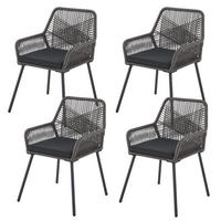 GARTENSTÜHLE Rope Kastos grau (4er-Set) - Grau, Metall (57/86/61cm) - Juskys