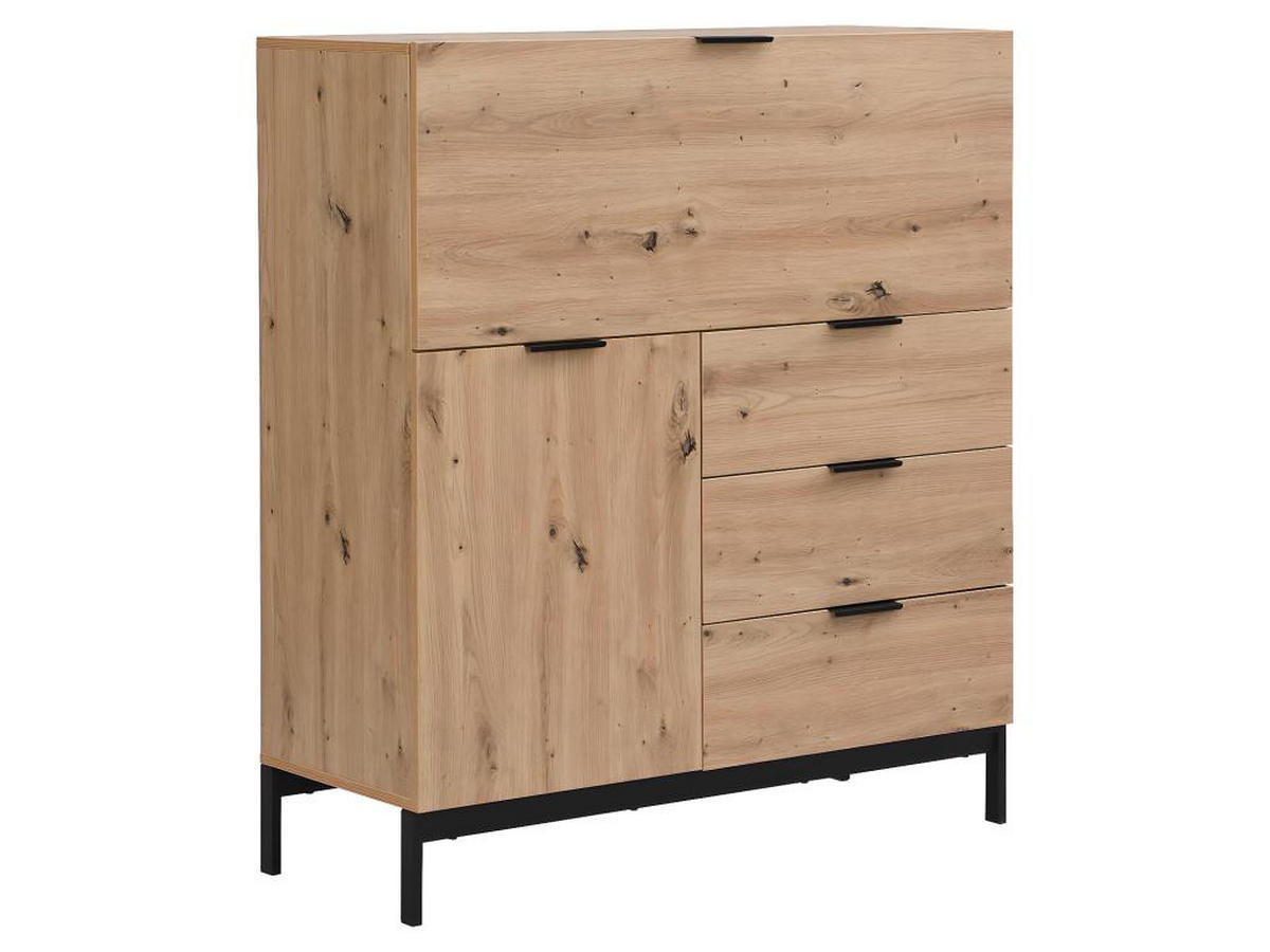SEKRETÄR mit 2 Türen & 3 Schubladen - MDF & Metall - Naturfarben - ERWIN - Naturfarben, Holz (100/40/115cm) - Vente-Unique