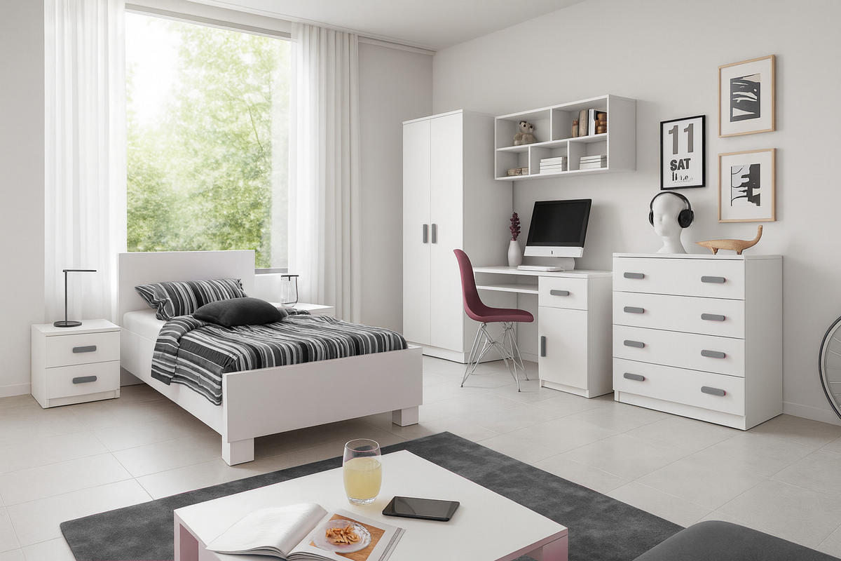 JUGENDBETT INGE 36 90/200 Weiß - Weiß, Holzwerkstoff (90/200cm) - Deine Möbel 24