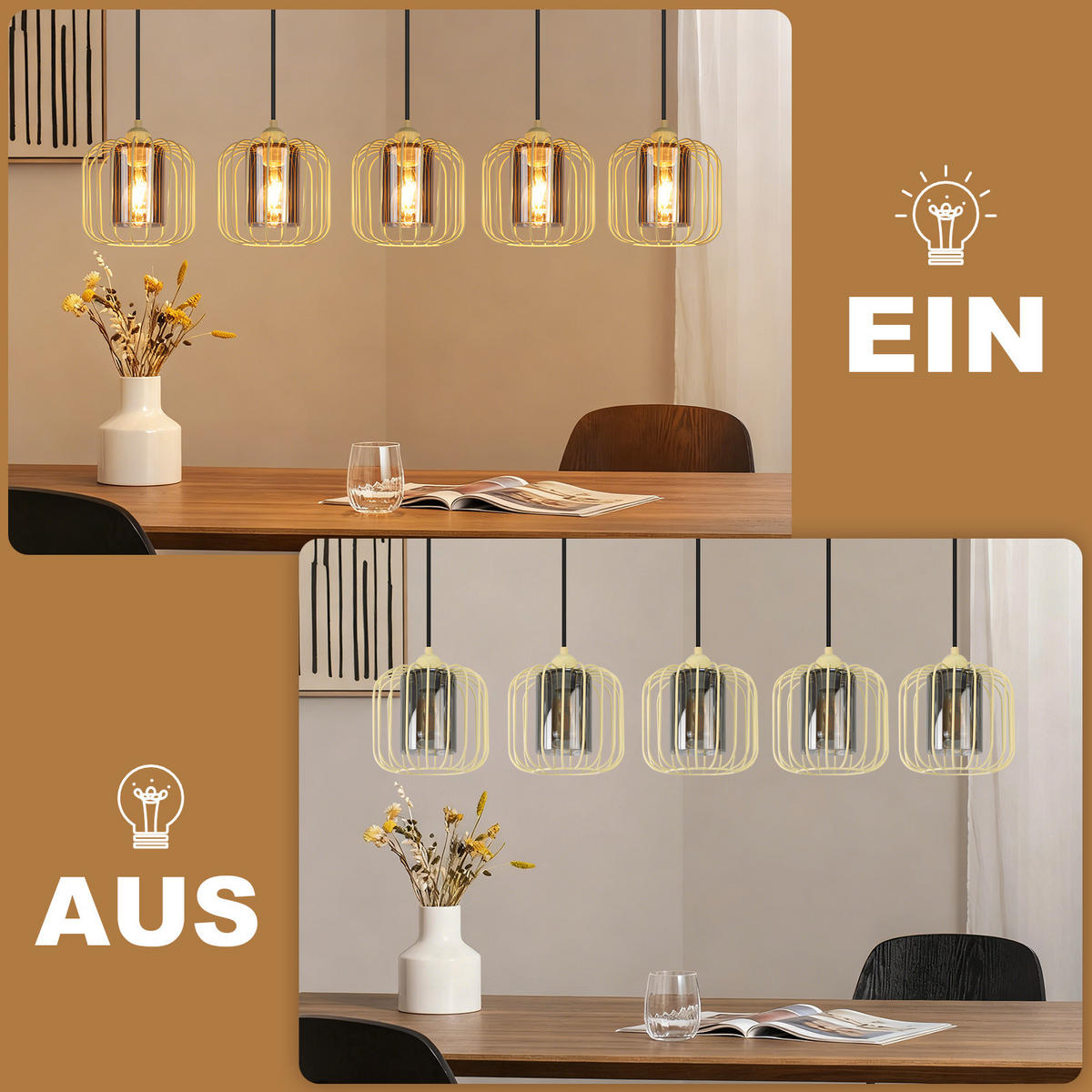 PENDELLEUCHTE Gideon 18/20/100 cm - Gelb, Metall (18/20/100cm) - ZMH