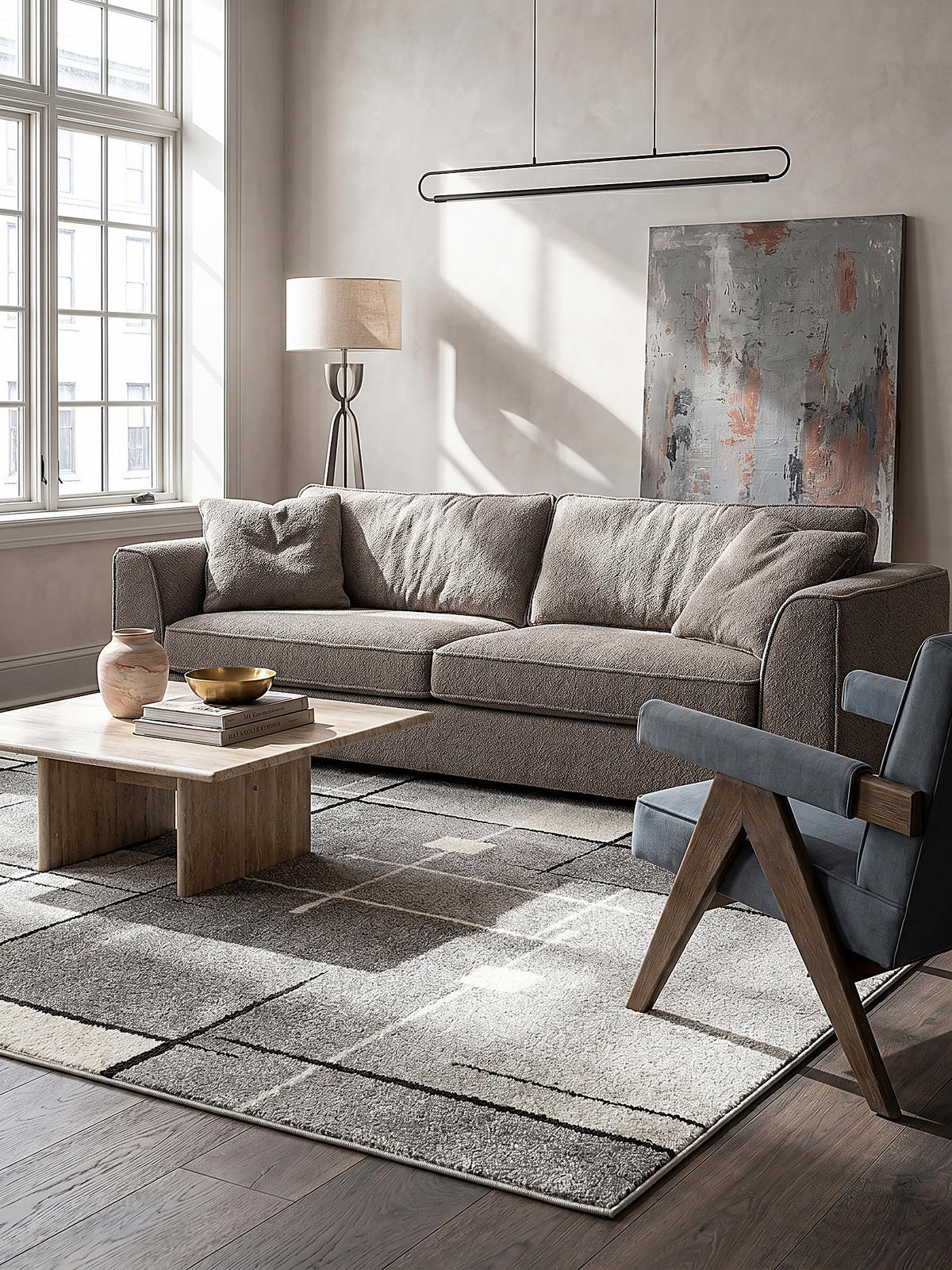 TEPPICH Niederflor Patchwork THUR Polypropylen Grau 80 x 140 cm - Grau, Textil (200/280cm) - KADIMA DESIGN