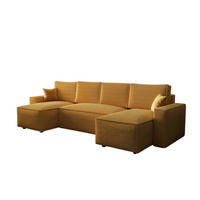 WOHNLANDSCHAFT U AMBRO Poso 01 mit Schlaffunktion U-Form, Sofa mit Stauraum - Orange, Textil (300/85/143cm) - Bedante