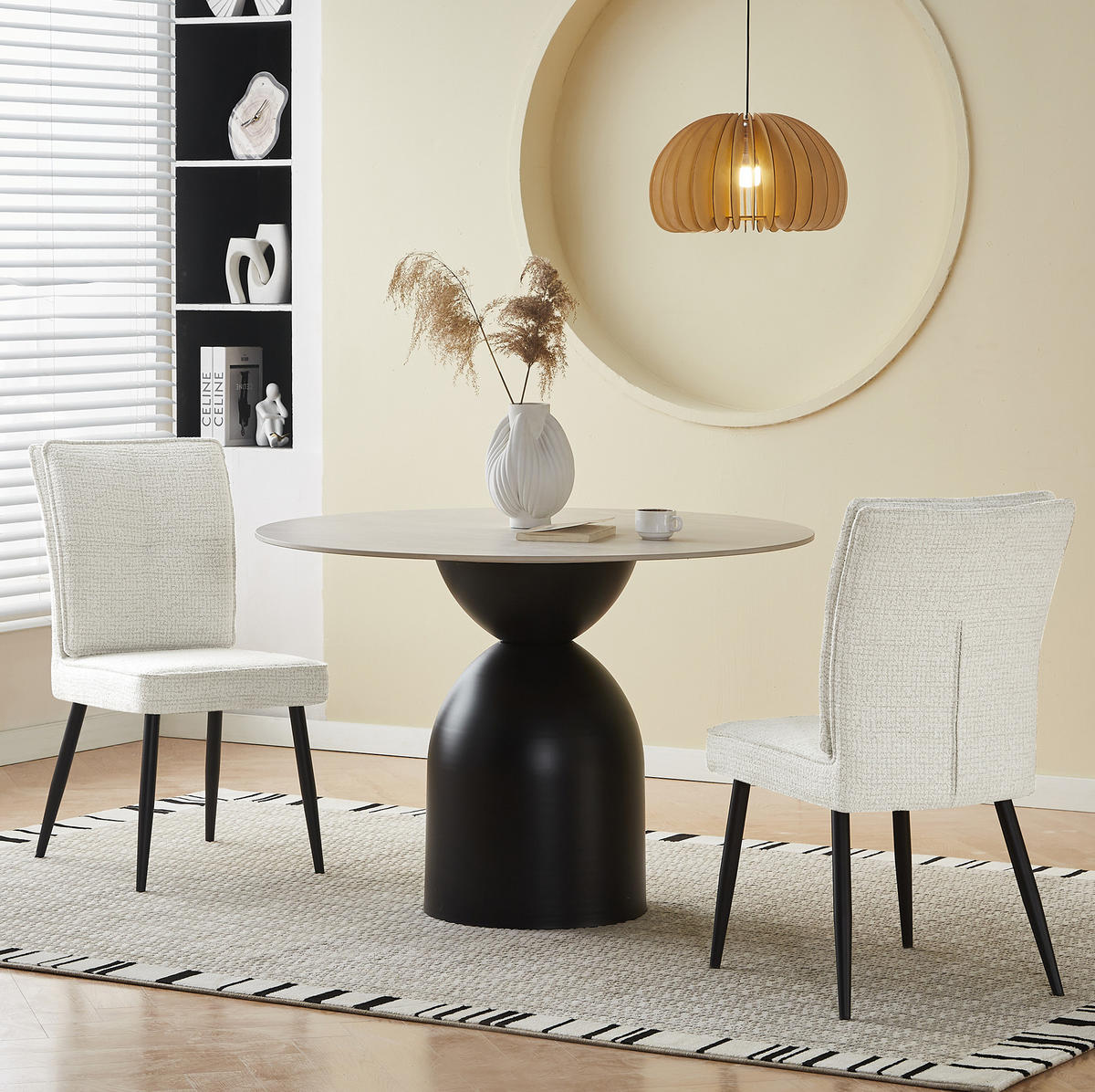 STUHL 2er-Set mit Metallbeinen Chenille Cremeweiß - Weiß, Metall (41/90.5/44cm) - Meubliv