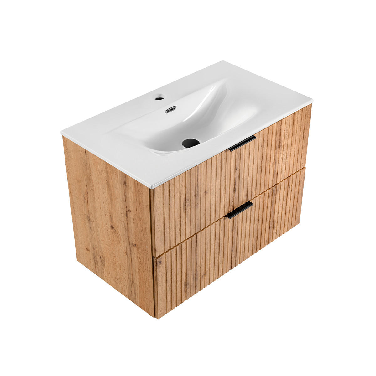 WASCHTISCH 80.2cm Adriel Holz in Eichenoptik - Braun, Holzwerkstoff (80.2/57/46cm) - Petits-meubles