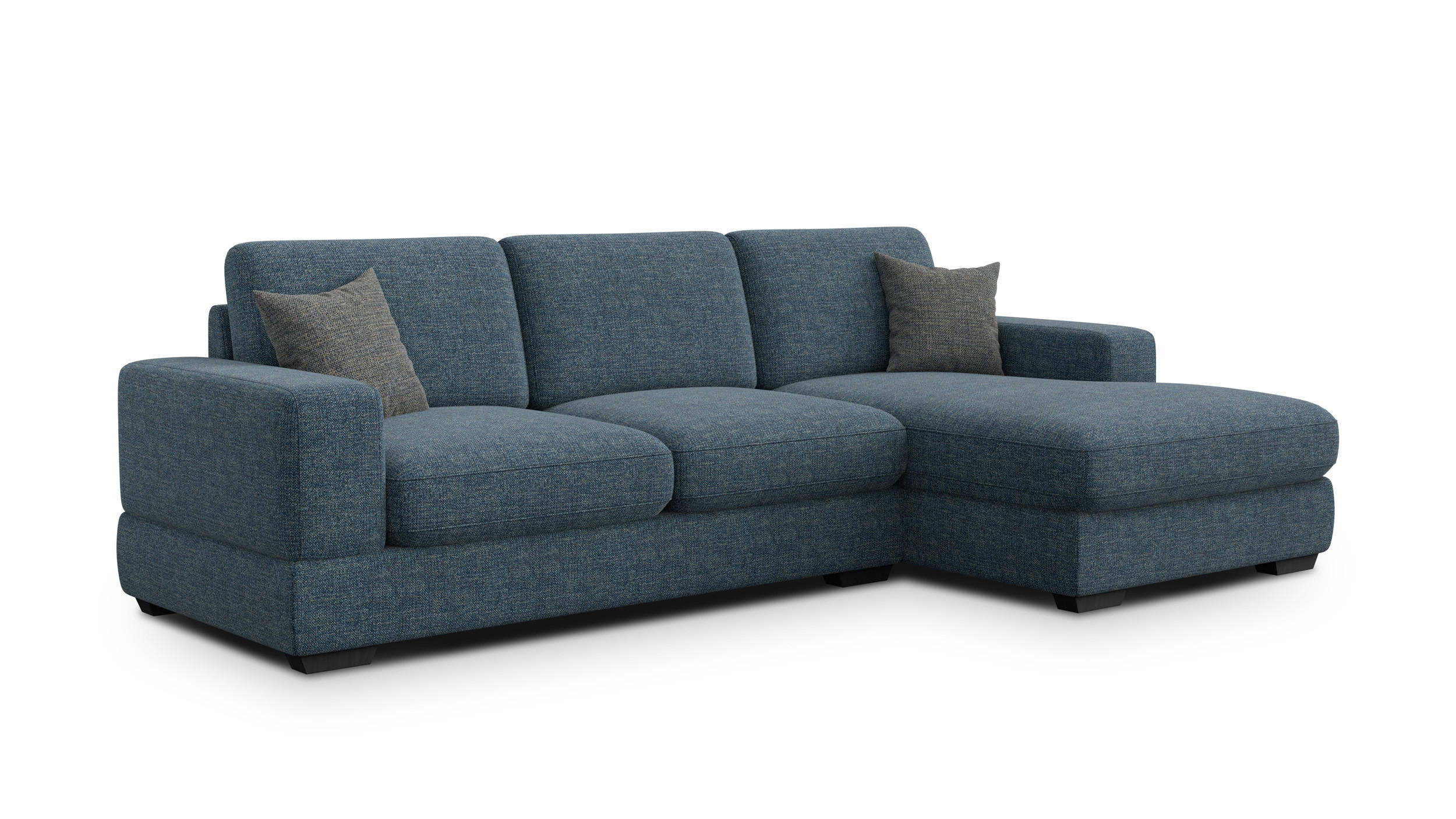 ECKSOFA OTTO 4-Sitzer, marineblau - Blau/Schwarz, Holz/Textil (279/159cm) - Courtois Laville