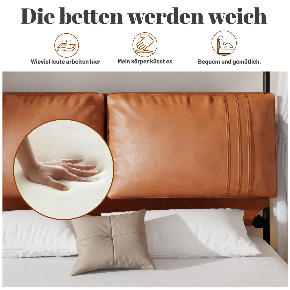 METALLBETT 140/200 cm in Braun mit Baldachin-Design - Braun, Textil/Metall (140/200cm) - WISHDOR