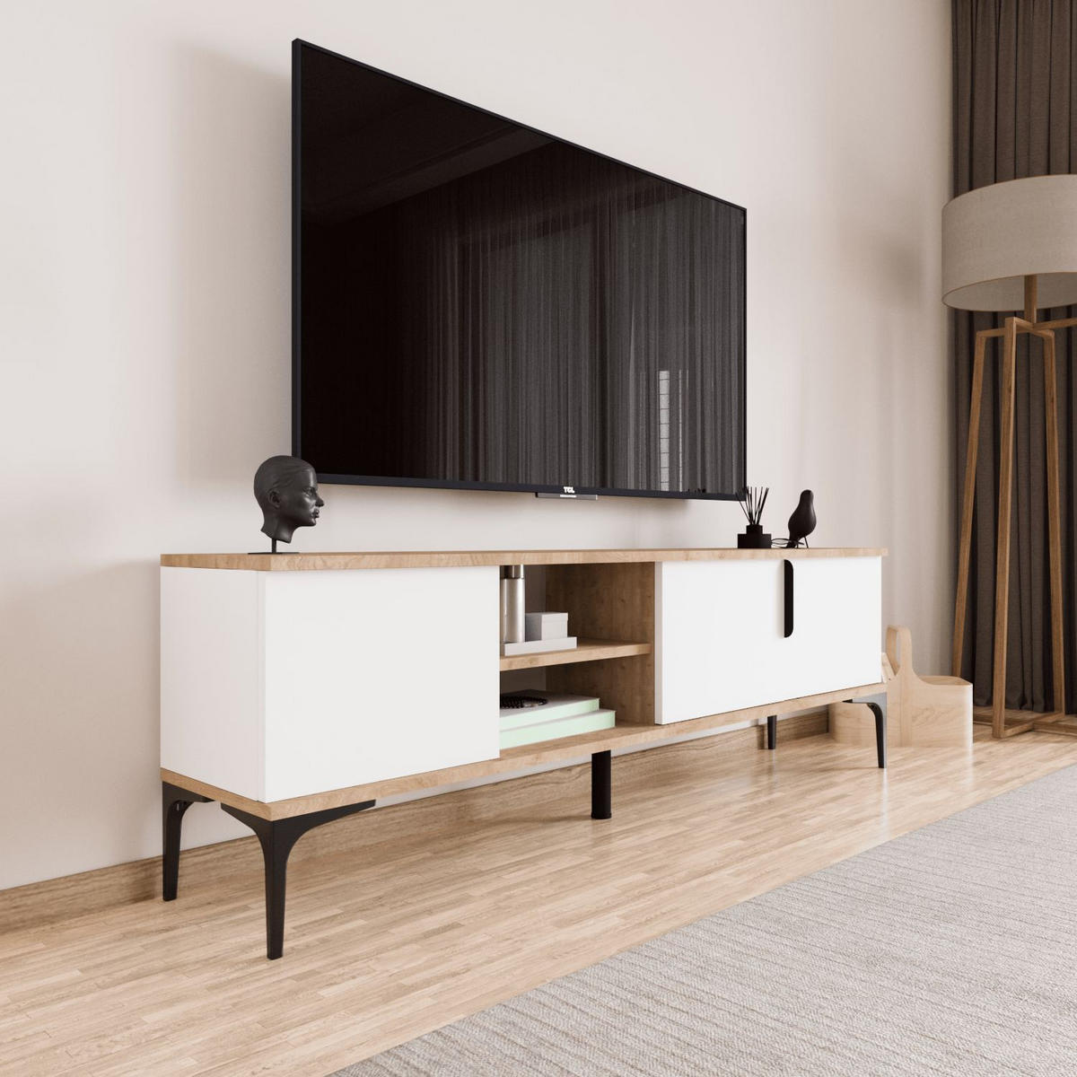 TV-MÖBEL tarz weiss - Weiß, Holz (33/49/180cm) - Habitat Garten