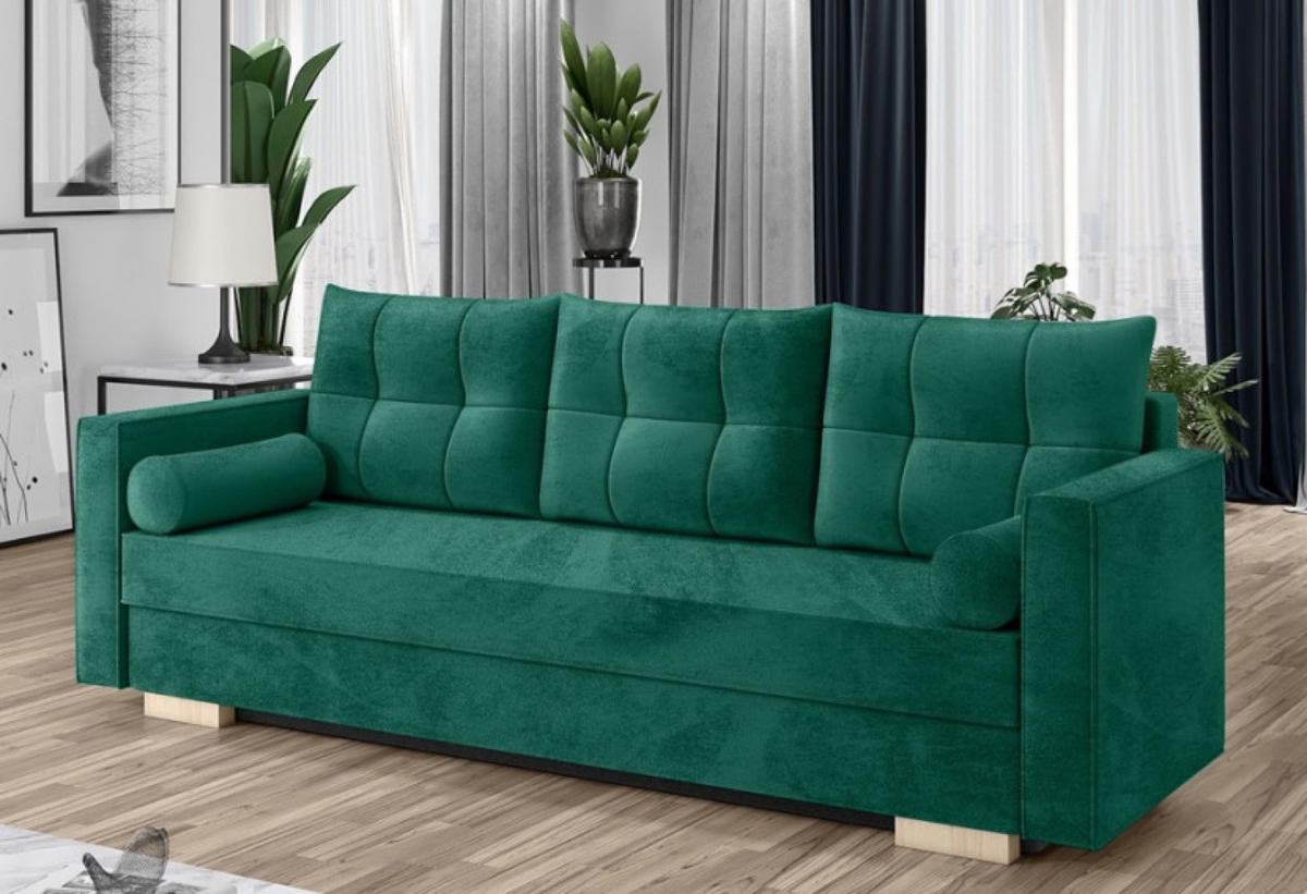 SOFA Flaschengrün KAYA 3-Sitzer - Grün, Textil (217/92/85cm) - Sepro Meble