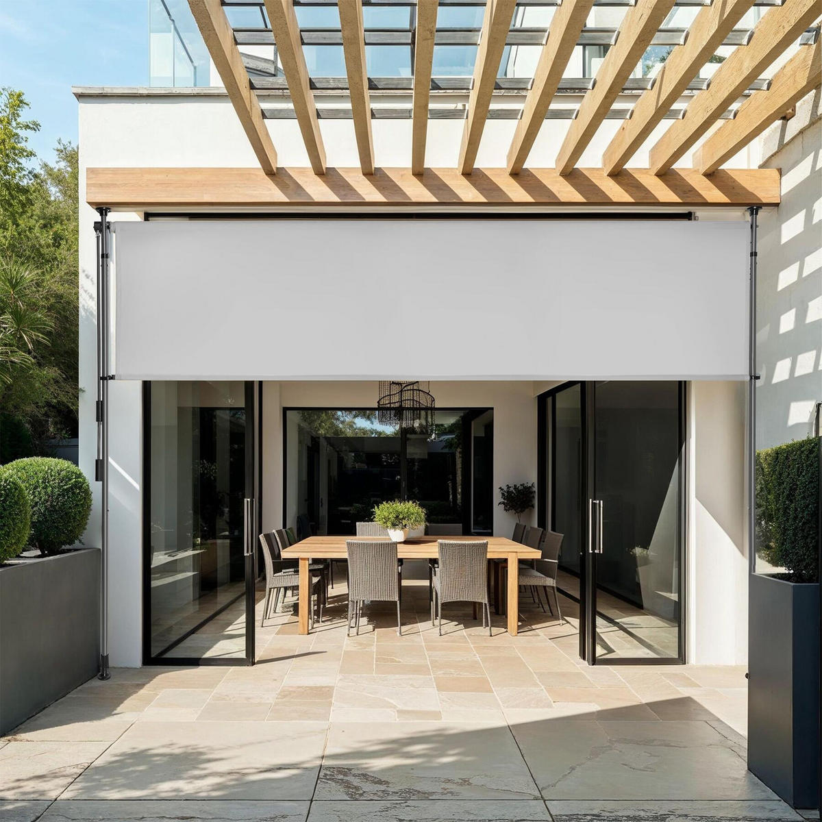 KLEMMMARKISE Taija, leichtgängige Handkurbel, hellgrau - Hellgrau, Kunststoff (208/310cm) - tectake