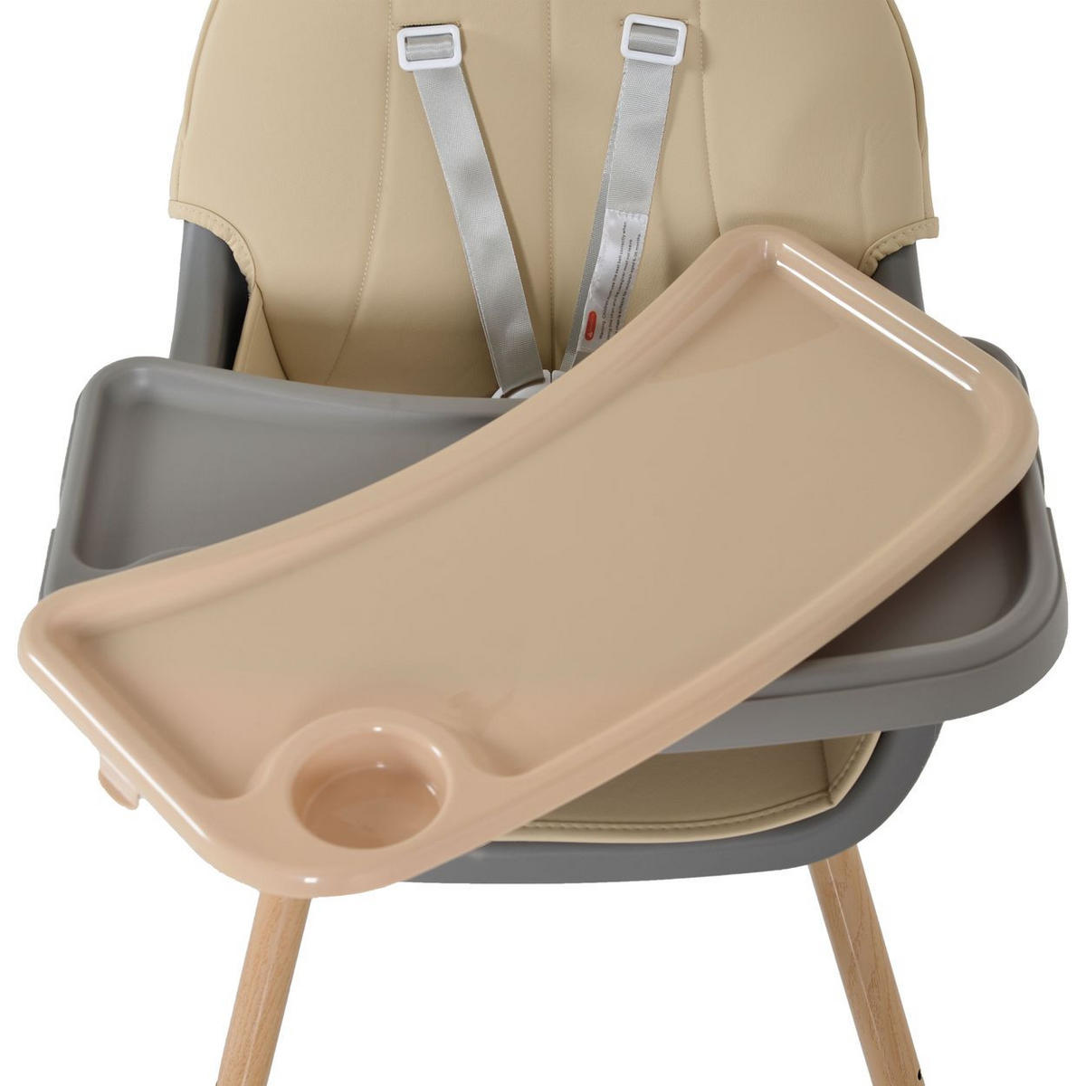 HOCHSTUHL Biscotti 2 in 1 beige Kinderstuhl Anti-Rutsch-Füße Doppeltablett - Beige, Kunststoff (64/94/64cm) - Moni