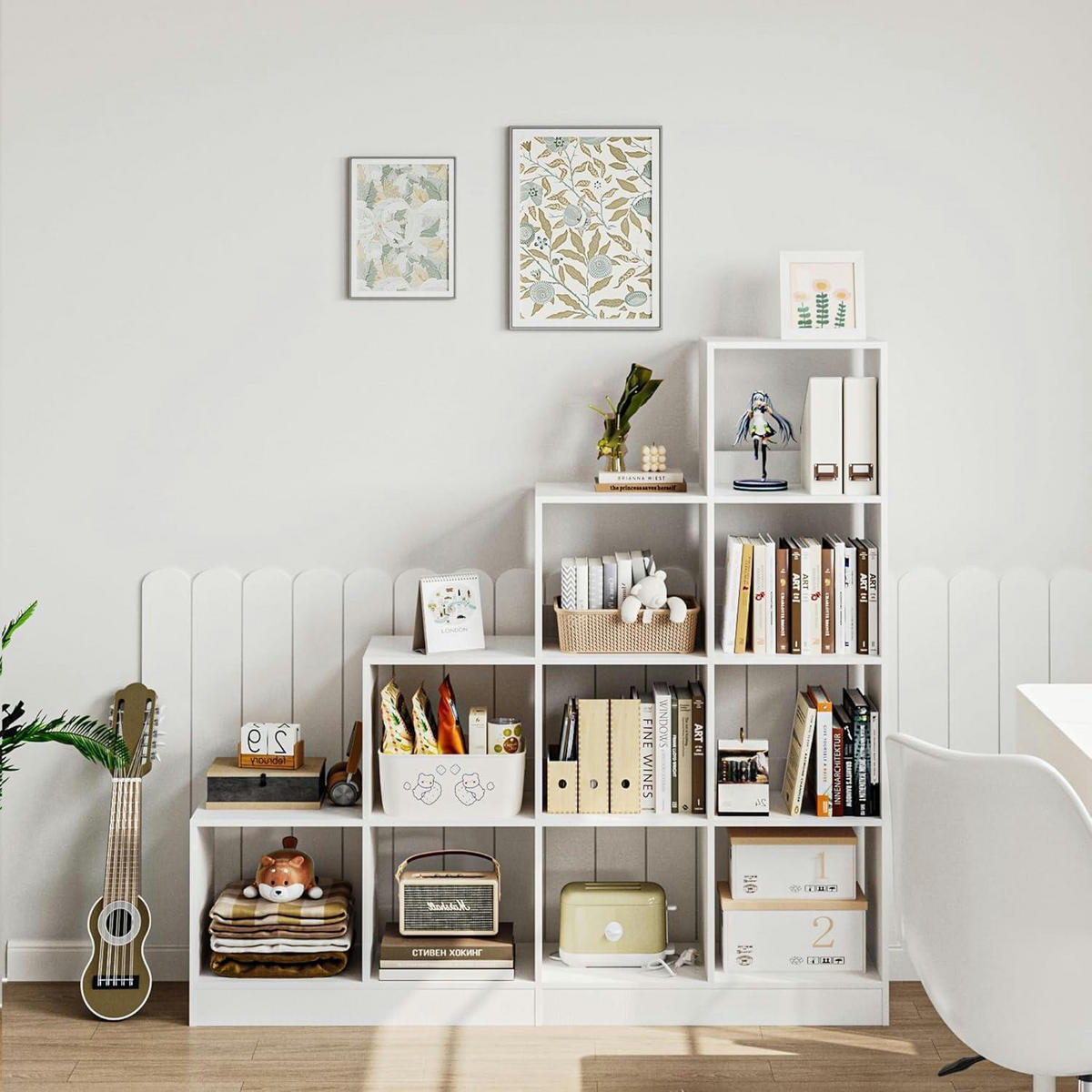 BÜCHERREGAL 10 Würfel Weiß 127 x 124 cm - Weiß, Holzwerkstoff (127/124/24cm)