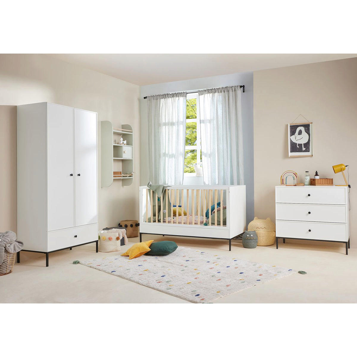DJEČJA KOMODA Lumi Crno-bijelo - bijela, drvni materijal (90/86.5/50cm) - Petits-meubles
