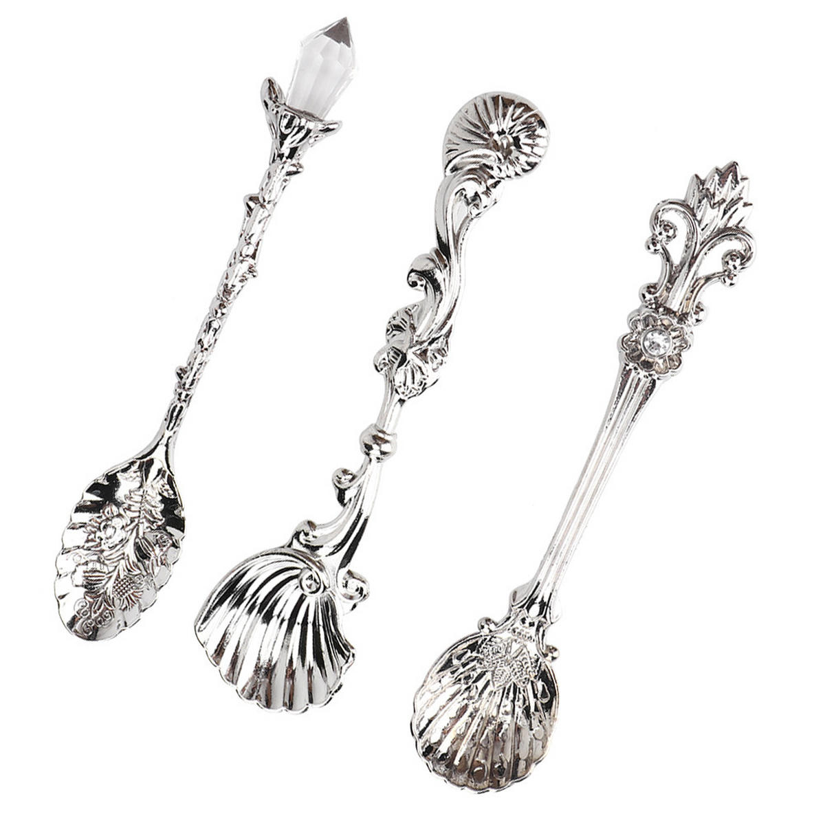 BESTECK-SET 3-teiliges Kaffeelöffel-Set Zinklegierung - Silberfarben, Metall
