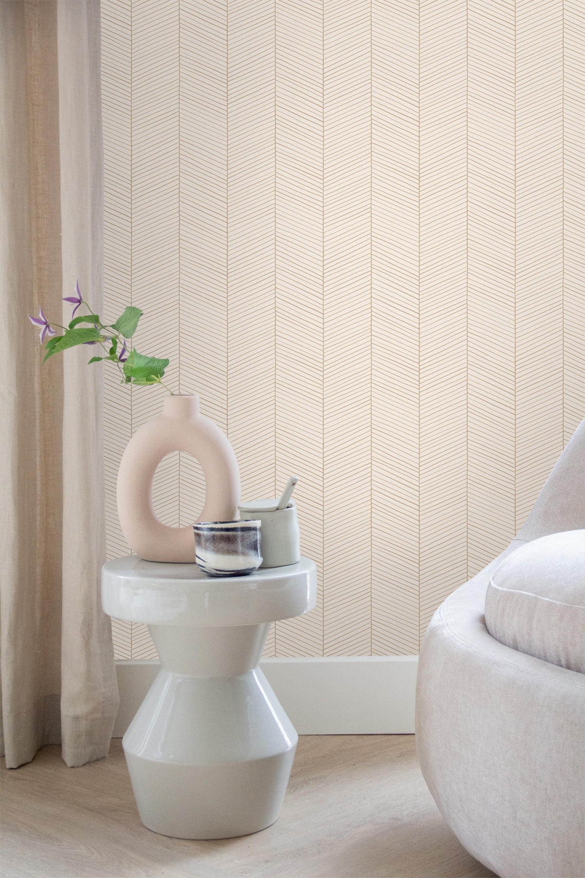 TAPETE Fischgrätmuster 53 cm x 10.05 m - Beige, Papier (53/1000cm) - ESTAhome