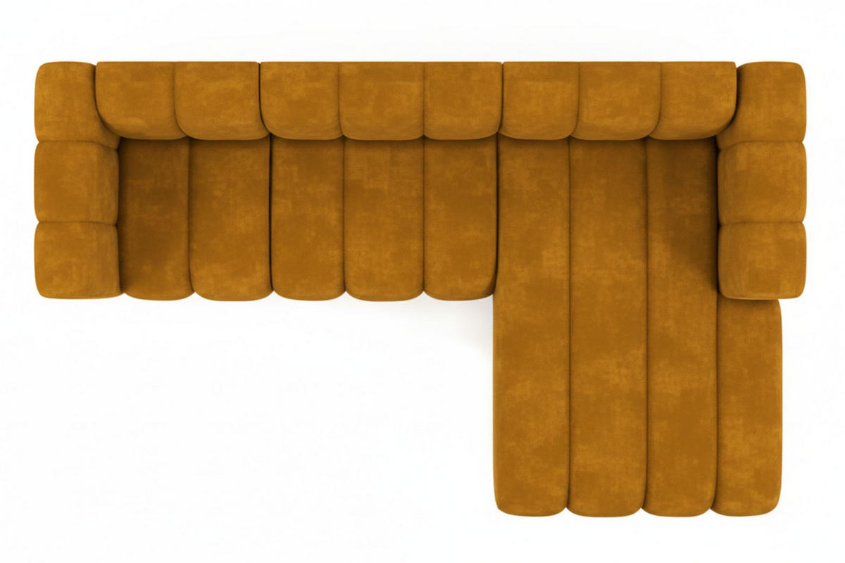 ECKSOFA L-Form Grand L 287 cm, Veloursstoff Salvador, Gelb, Rechts - Gelb, Holz (287/179cm) - Kaiser Möbel