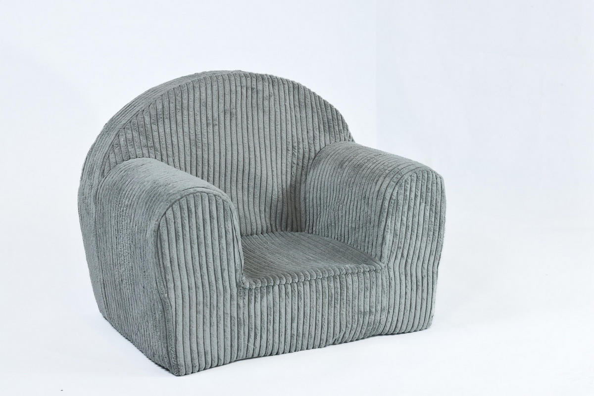 KINDERSESSEL MINI aus Kuschel-Cord in Hellgrau - Hellgrau, Textil (40/39/33cm) - Fortisline