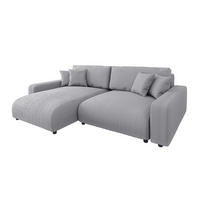 ECKSOFA Emma Hellgrau Cord - Ottomane links - Hellgrau, Textil (234/170cm) - S-Style Möbel