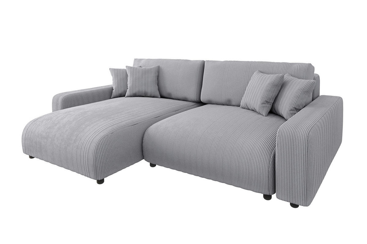 ECKSOFA Emma Hellgrau Cord - Ottomane links - Hellgrau, Textil (234/170cm) - S-Style Möbel