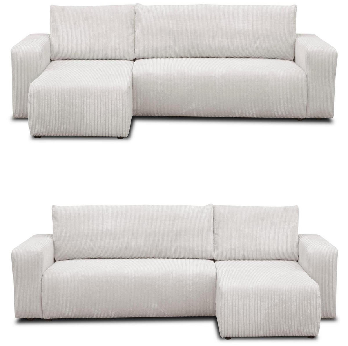 ECKSOFA LUNA mit Schlaffunktion und Bettkasten Cord-Stofff (Dunkelgrau) - Dunkelgrau, Textil (244/142cm) - VENASI MÖBEL