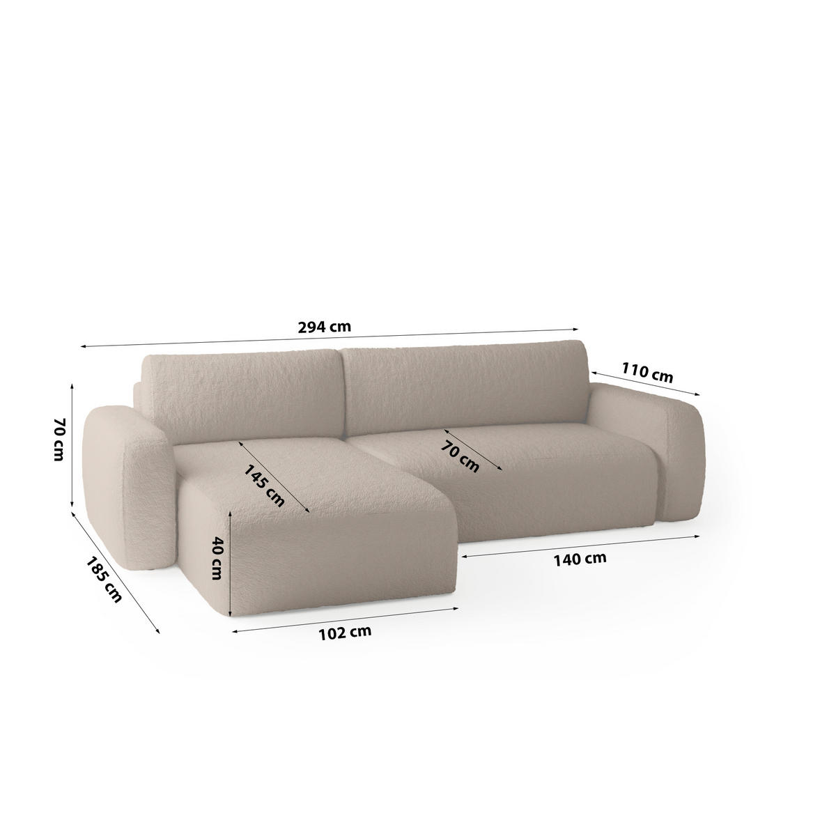 ECKSOFA Eckcouch Varde Universelle Brown - Braun, Textil (294/185cm) - Fedve