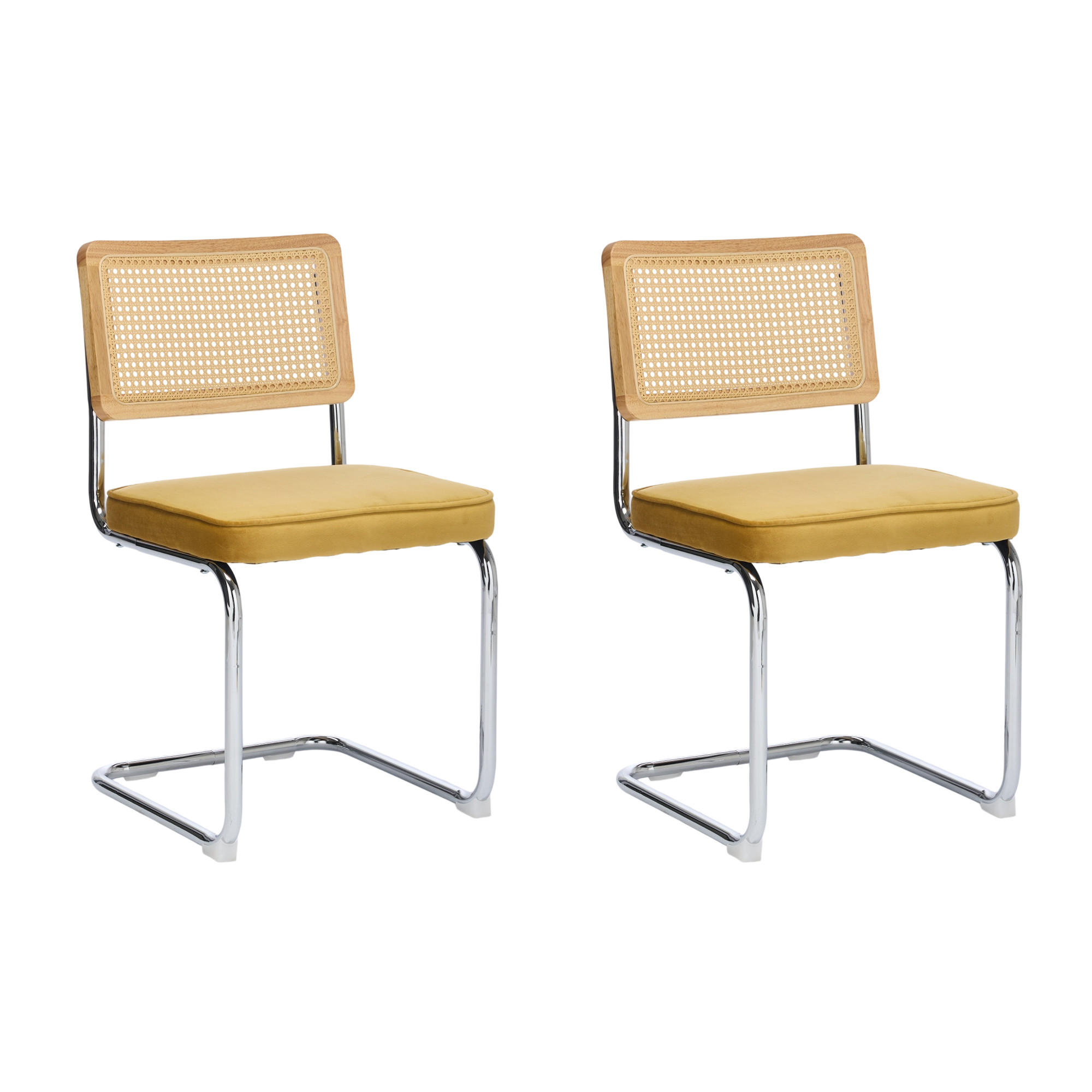 SCHWINGSTUHL DE-36300 2er-Ser mit Rattan-Rückenlehne Gelb - Gelb, Metall (47/81/59cm) - ComfortXL