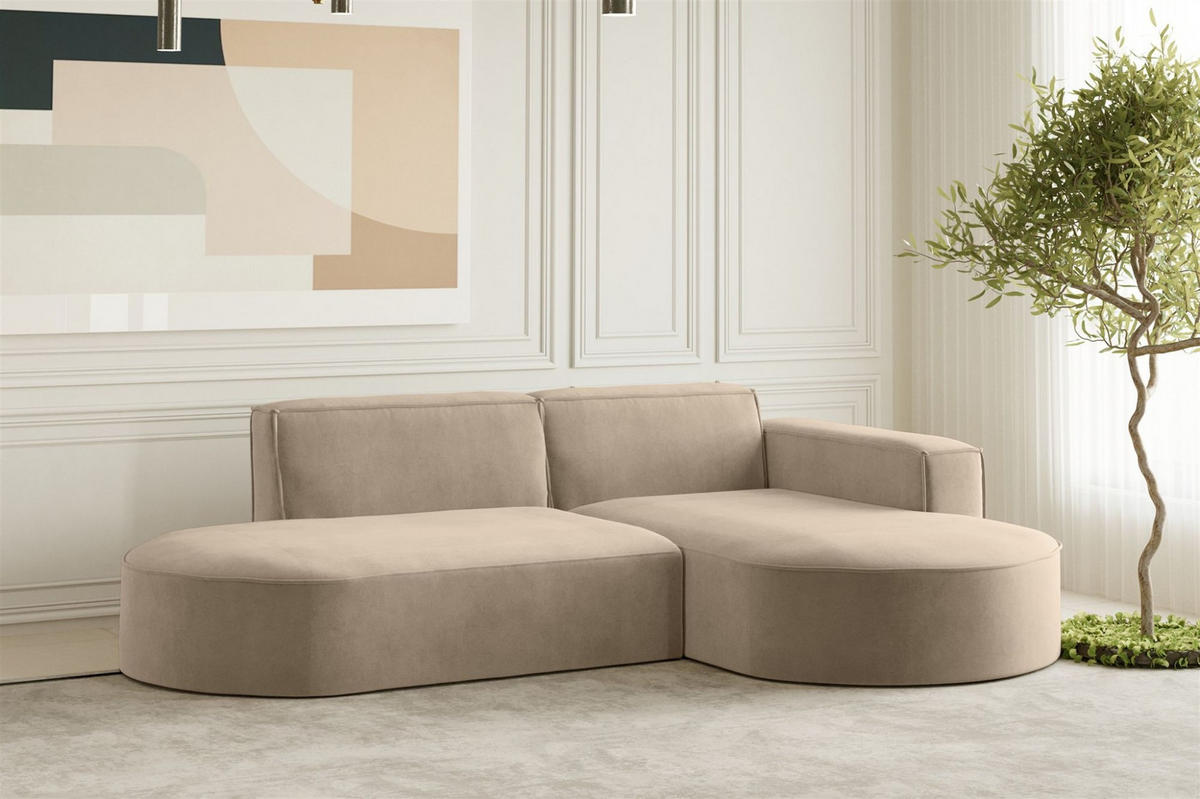 ECKSOFA Palma Xs In Noel - Beige, Holzwerkstoff/Textil (236/165cm) - Fun Möbel