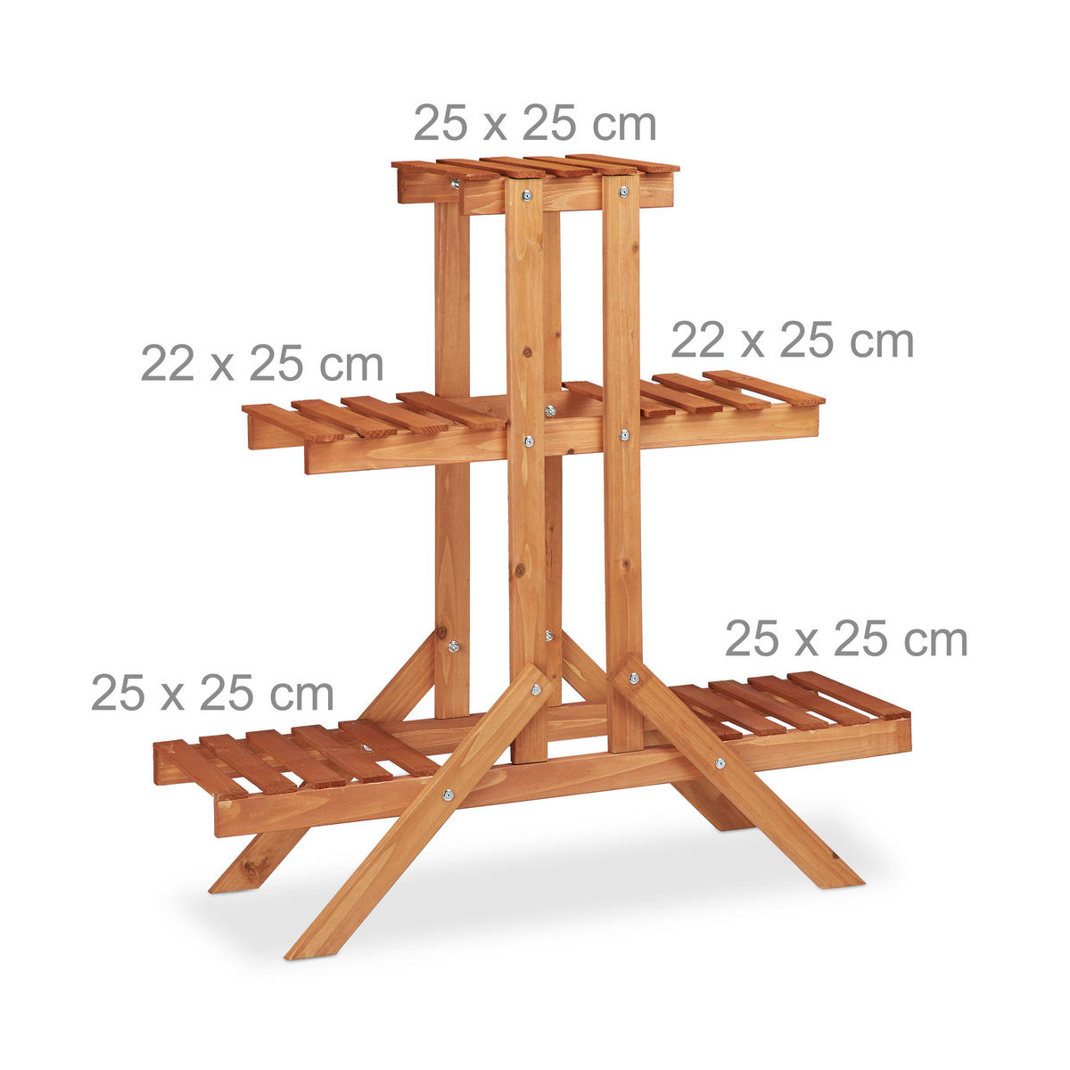 BLUMENTREPPE - Hellbraun, Holz (83/82.5/28.5cm) - Relaxdays