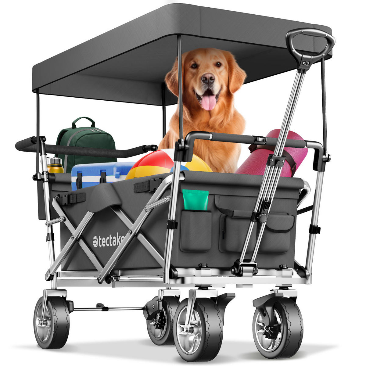 BOLLERWAGEN Nico, inklusive Tragetasche, Belastbarkeit 80 kg, grau - Grau, Metall (55.5/98/100cm) - tectake