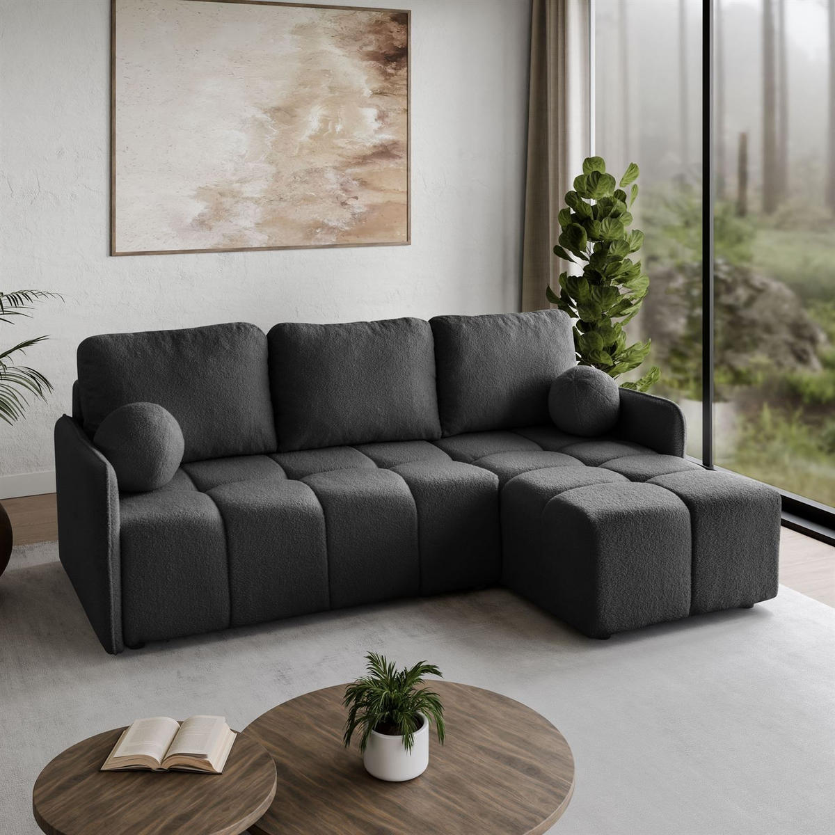 AUSZIEHBARES Ecksofa GAMMA mit Schlaffunktion Quelle 92 - Grau, Textil (217/145cm) - Lookway