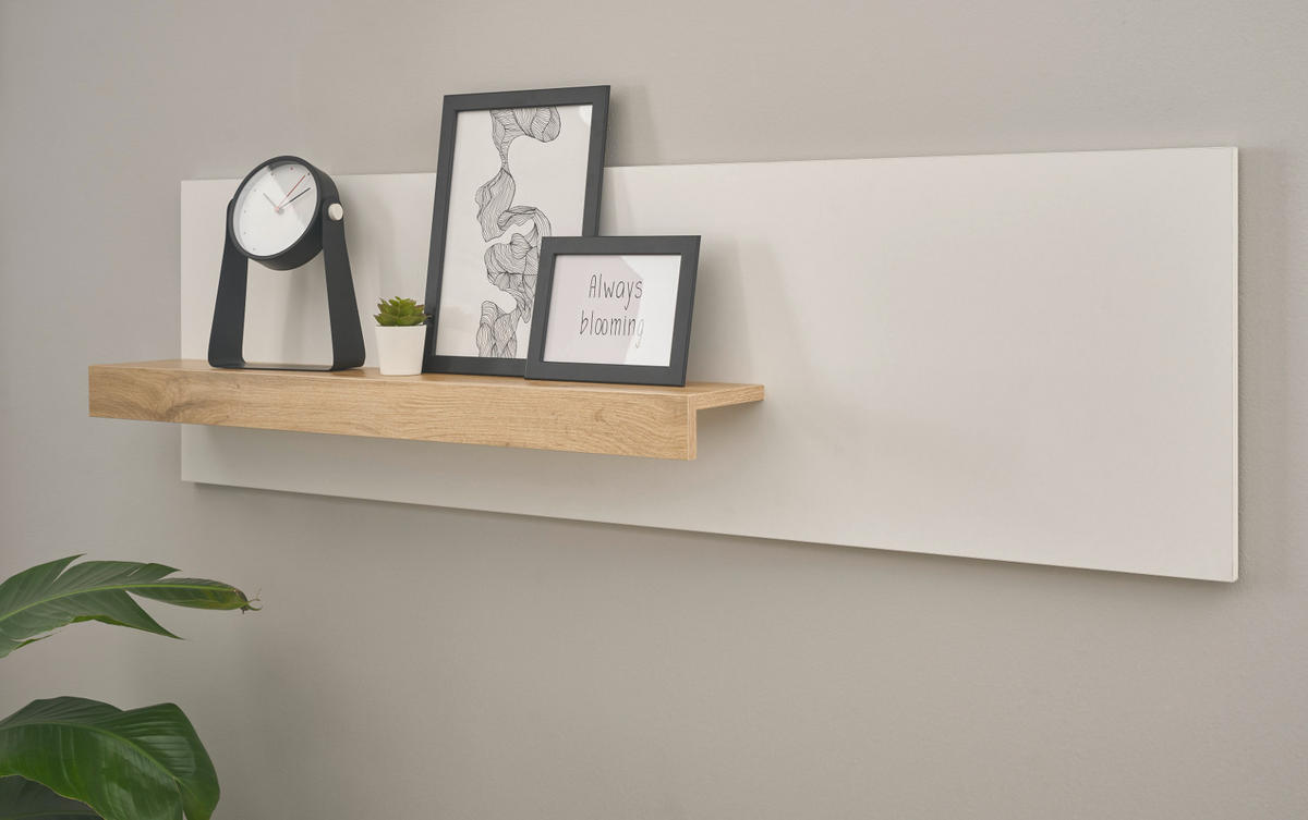 AKTENREGAL weiß matt, Eiche Wotan 140 cm, Wandregal für Homeoffice und Büro - Eiche Wotan/Weiß, Holzwerkstoff (140/40/17cm) - Furn.Design