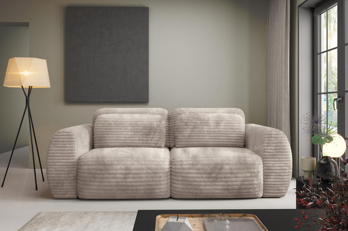 SCHLAFSOFA mit Bettkasten Beige - Beige/Schwarz, Holz/Holzwerkstoff (266/95/110cm) - Furnisell