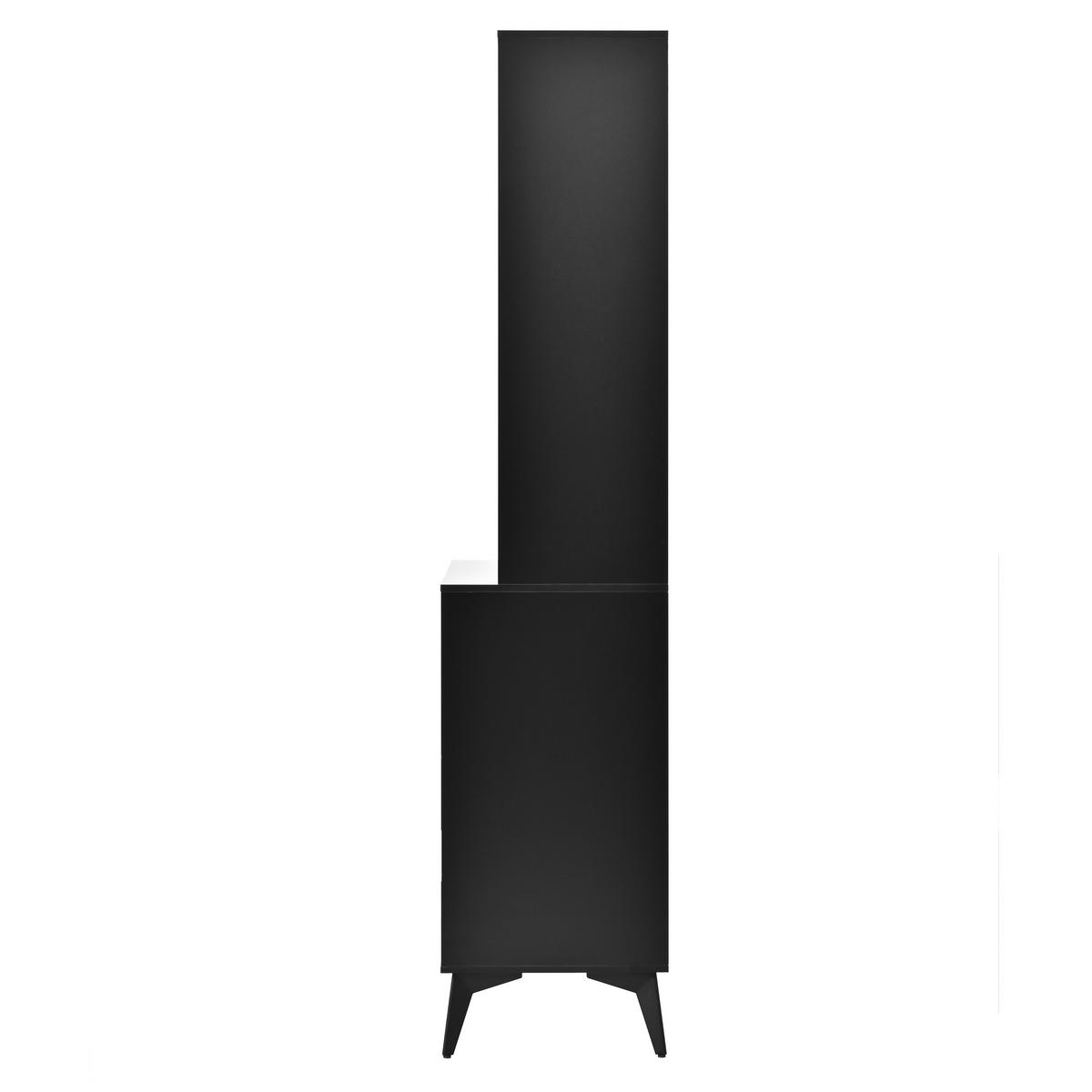 VITRINE LED Hochschrank Glas MDF Schwarz Weiß Modern - Multicolor, Holzwerkstoff (80/180/40cm) - FLIEKS