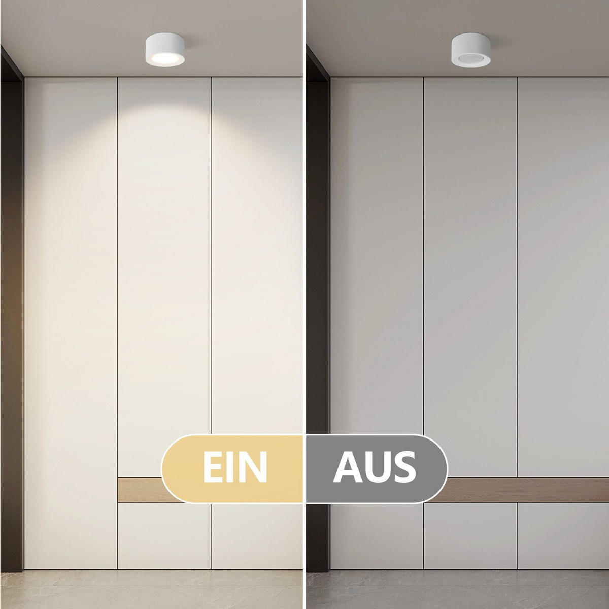 DECKENLEUCHTE Manley 12/6.5/6.5 cm - Weiß, Naturmaterialien (6.5/12/6.5cm) - Nettlife