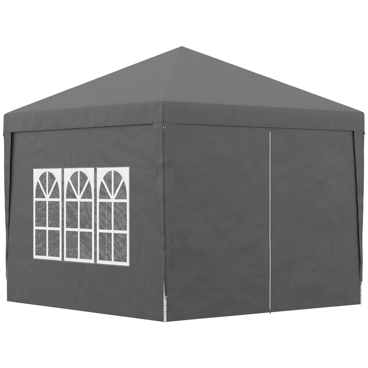 PAVILLON (3 x 3 m) mit 4 Seitenwänden,Faltbarer - Grau, Metall (295/258/295cm) - Vallsero