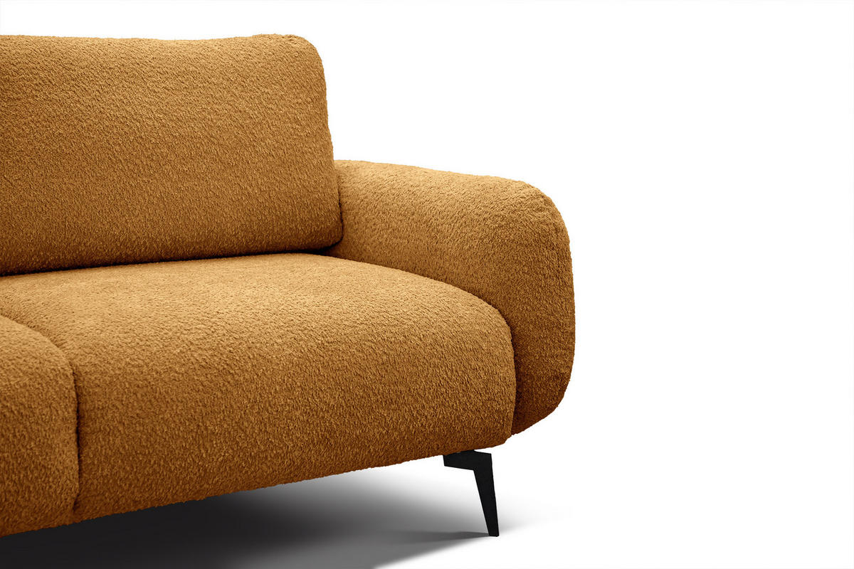 SOFA FEBE 3-Sitzer, senfgelb - Dunkelgelb/Schwarz, Holz/Textil (190/82/96cm) - Courtois Laville