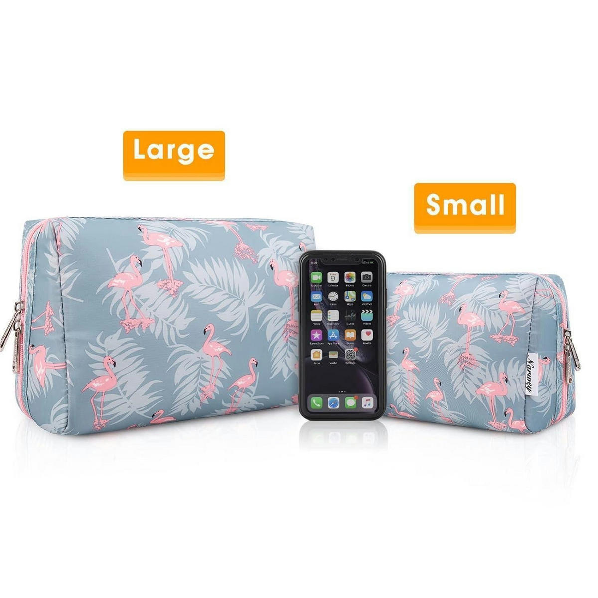 KULTURTASCHE Flamingo Groß 22 x 15 x 10 cm - Multicolor, Textil (5/5/1cm)