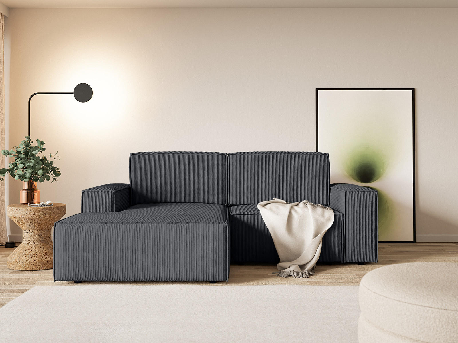 ECKSOFA KOKKO MINI mit Schlaffunktion, Anthrazit - Anthrazit, Textil (240/167cm) - Fedve