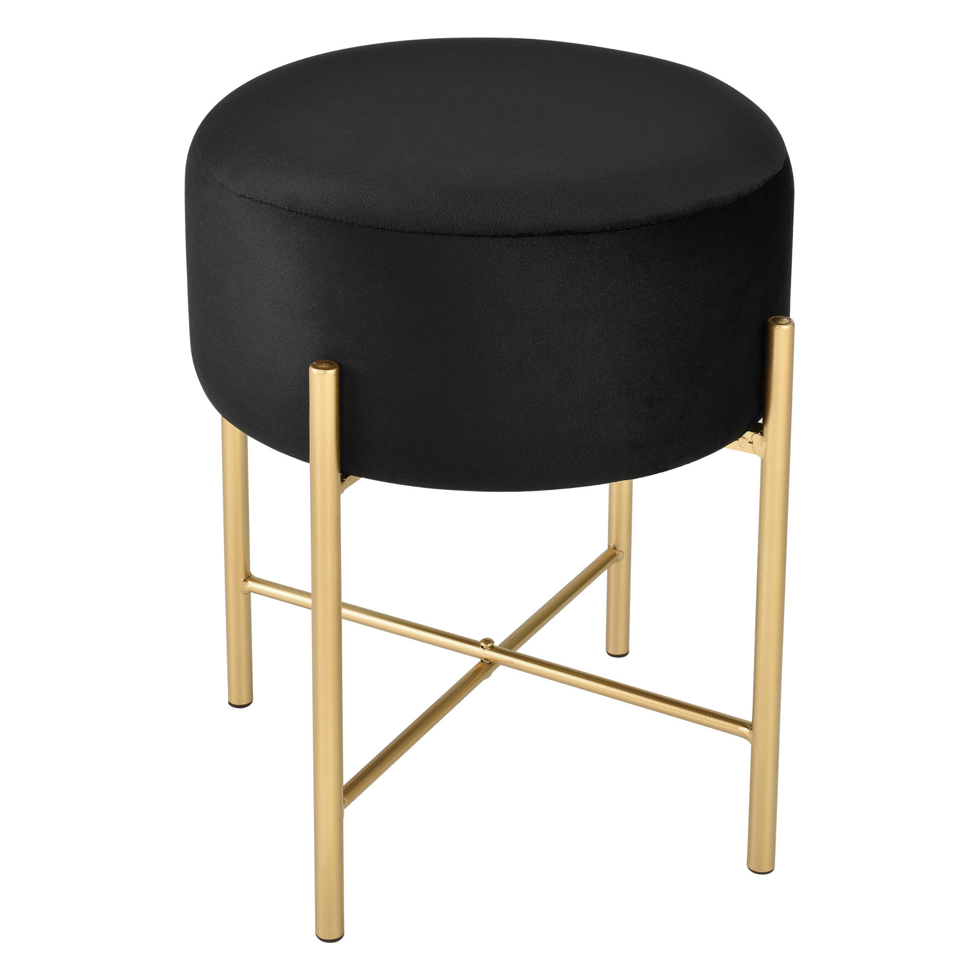 SITZHOCKER Kungälv - Messingfarben/Schwarz, Textil/Metall (35/44/35cm) - [en.casa]