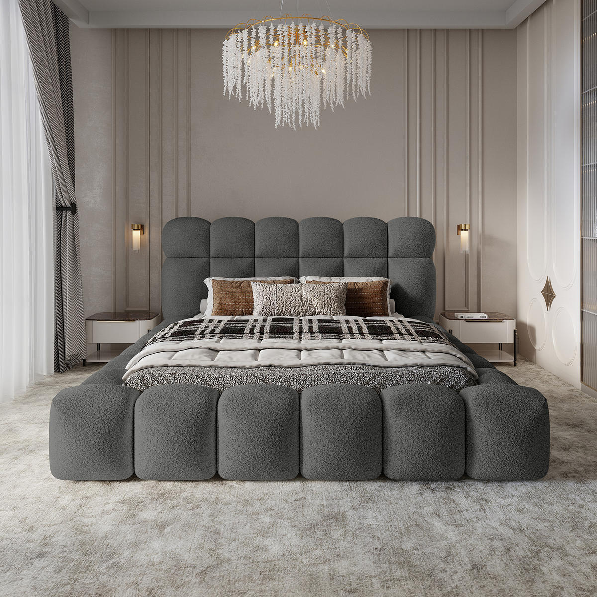 POLSTERBETT ACRI 160x200 cm, Anthrazit - Dunkelgrau, Textil (160/200cm) - Fedve