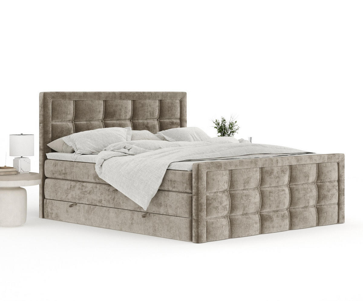 BOXSPRINGBETT Ambrosia Beige 200/200 cm - Beige/Schwarz, Holz/Holzwerkstoff (200/200cm) - Maison de Reve