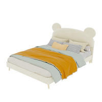 KINDERBETT 140/200 cm in Beige mit Matratze Stoff mit gepolstertem Kopfteil und Metallgestell - Beige/Naturfarben, Holzwerkstoff/Textil (140/200cm) - STILVORA