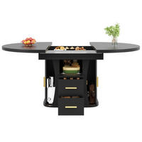 AUSZIEHTISCH 118-158/118/77 cm schwarz mit Stauraum und Klappmechanismus aus MDF - Schwarz, Holzwerkstoff (118/118/77cm) - OKWISH