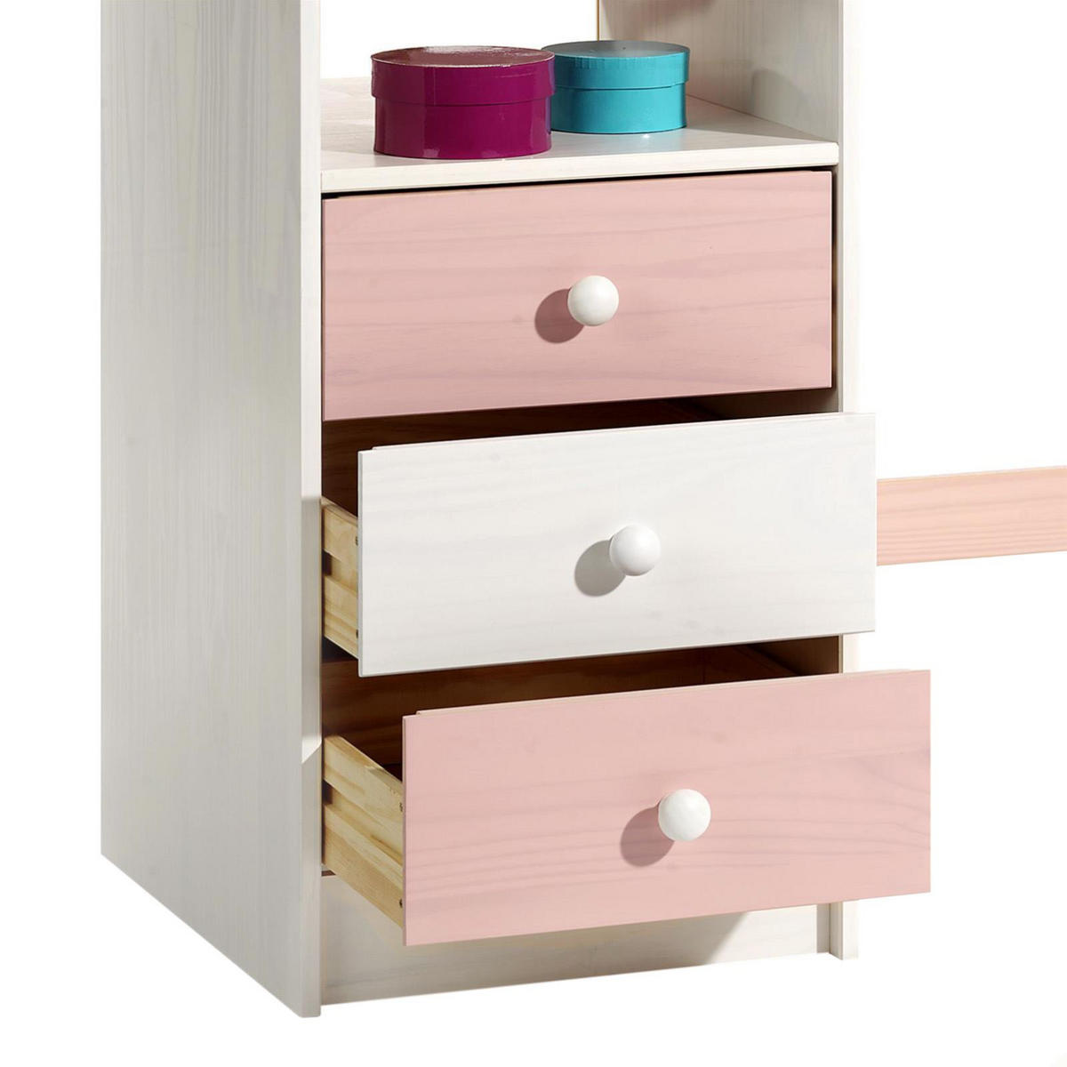 KINDERSCHREIBTISCH KEVIN - Weiß/Rosa, Holz (115/73/60cm) - IDIMEX