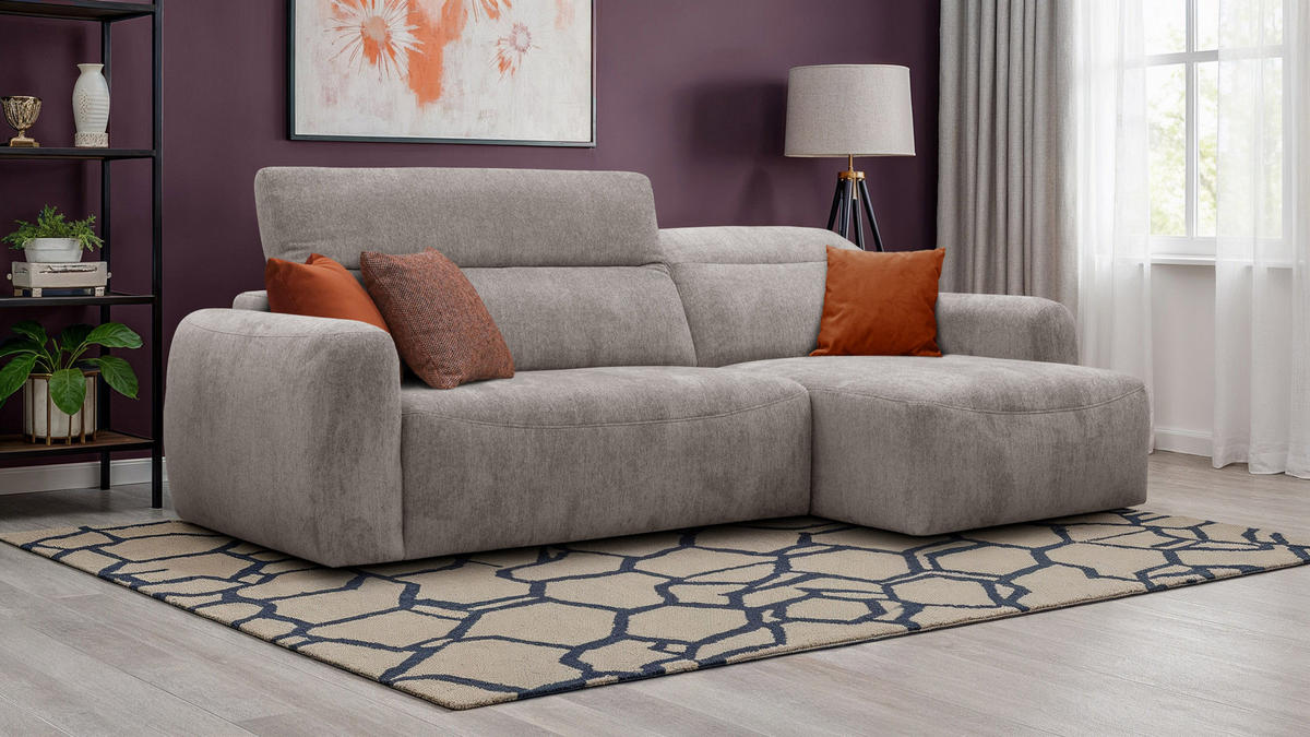 ECKSOFA NERO 4-Sitzer, dunkelbeige - Beige/Schwarz, Holz/Textil (272/81/159cm) - Courtois Laville